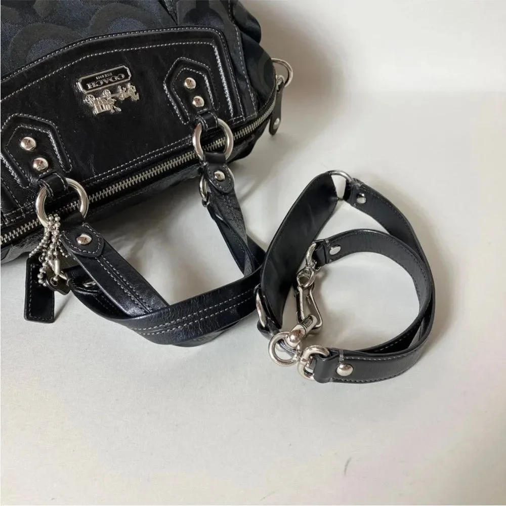 2510 265 Excellent Condition Coach Op Art 2WAY Handbag Black 26a